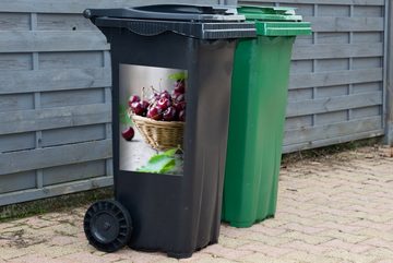 MuchoWow Wandsticker Korb - Kirsche - Obst (1 St), Mülleimer-aufkleber, Mülltonne, Sticker, Container, Abfalbehälter