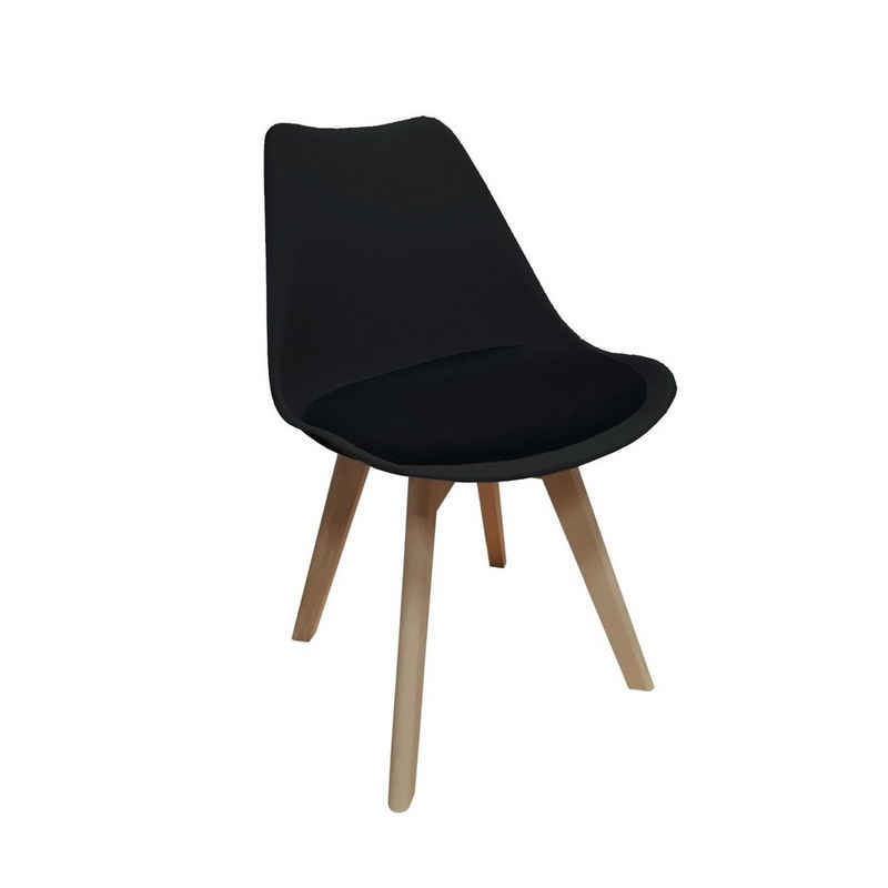 HTI-Living Esszimmerstuhl Stuhl Atlanta Schwarz, Webstoff Schwarz (Stück, 1 St), Esszimmerstuhl Kunststoffschale Webstoffbezug Holzfüße