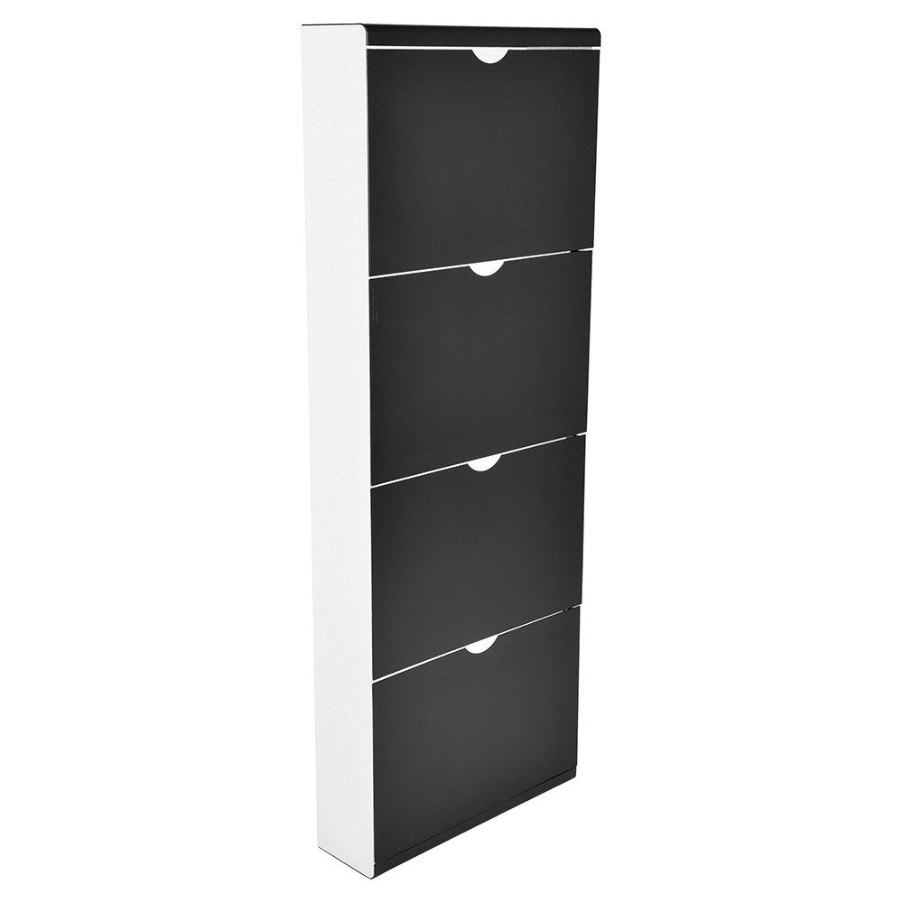 Lomadox Schuhschrank EDMONTON-120 4 Klappen, weiß mit violett
