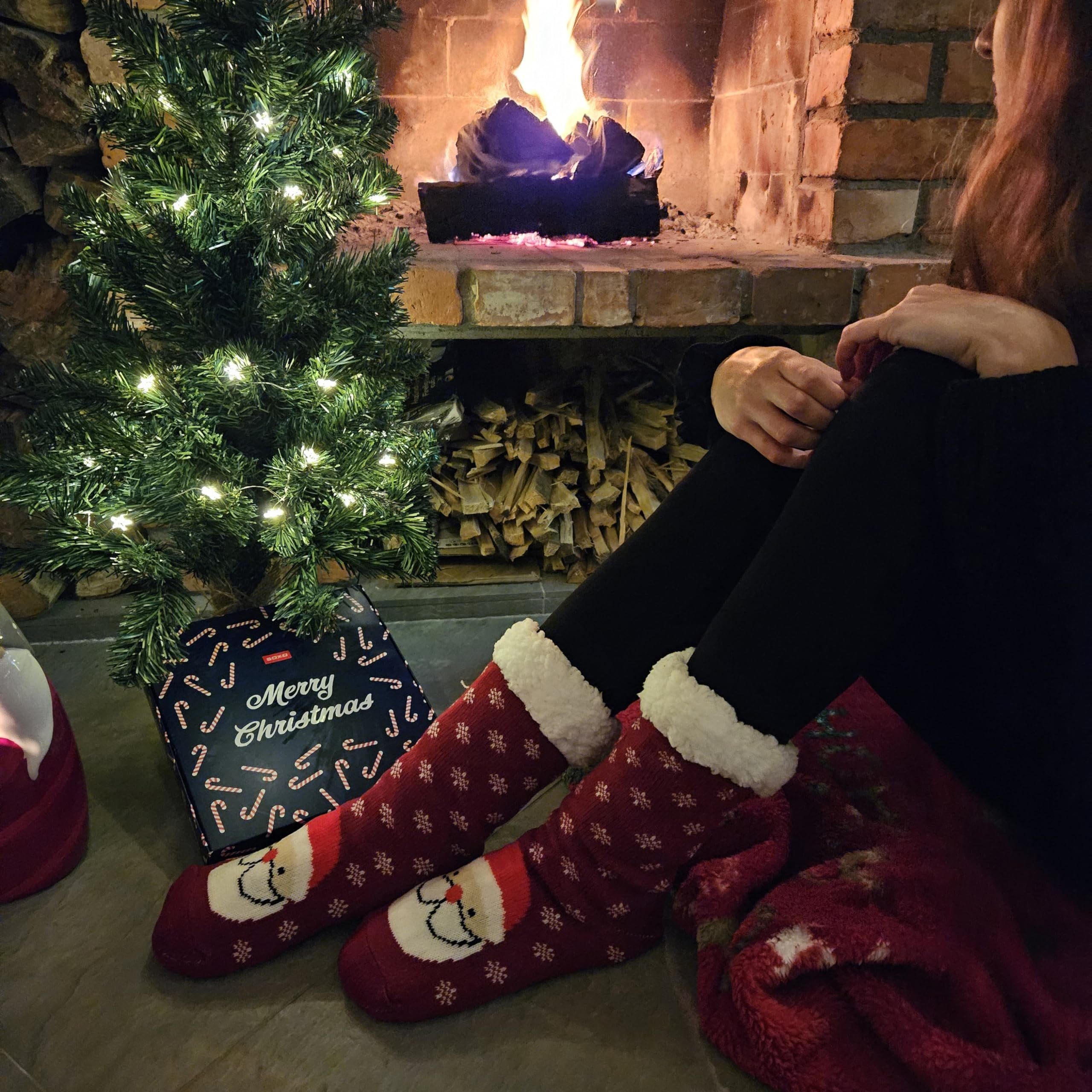 Soxo Socken Kuschelsocken Geschenke Frauen Weihnachtssocken (1 Warme Weihnachtsmann Paar) socken Lustige Für