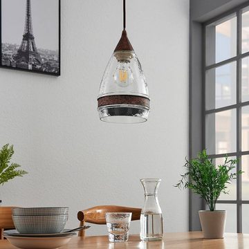 Lindby Hängeleuchte Millina, dimmbar, Leuchtmittel nicht inklusive, Antik, Metall, Glas, rostbraun, klar, 1 flammig, E27, Deckenlampe