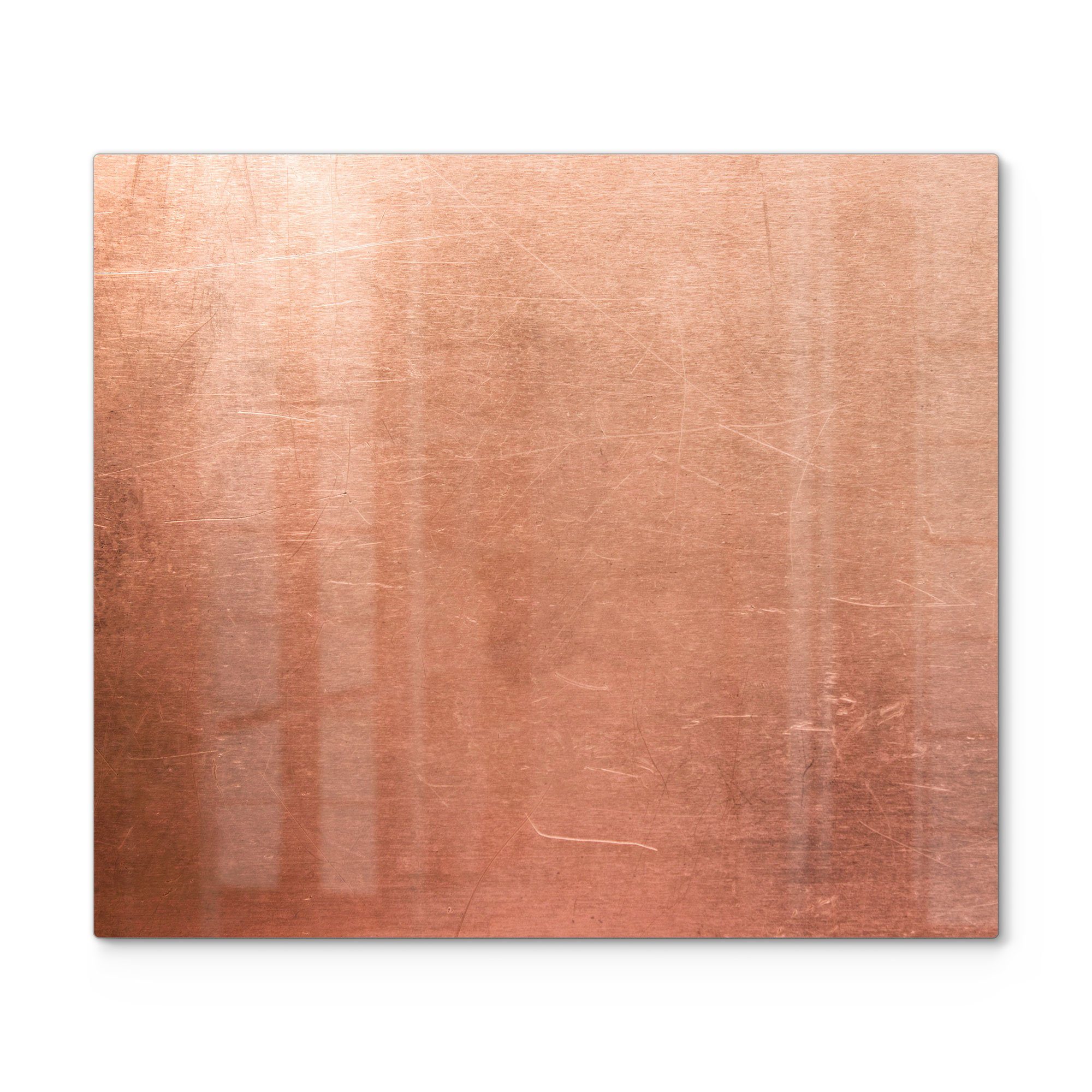 DEQORI Herdblende-/Abdeckplatte 'Kupferplatte mit Kratzern', Glas, (1 tlg), Herdabdeckplatte Ceranfeld Herd Platte Abdeckung Glasplatte