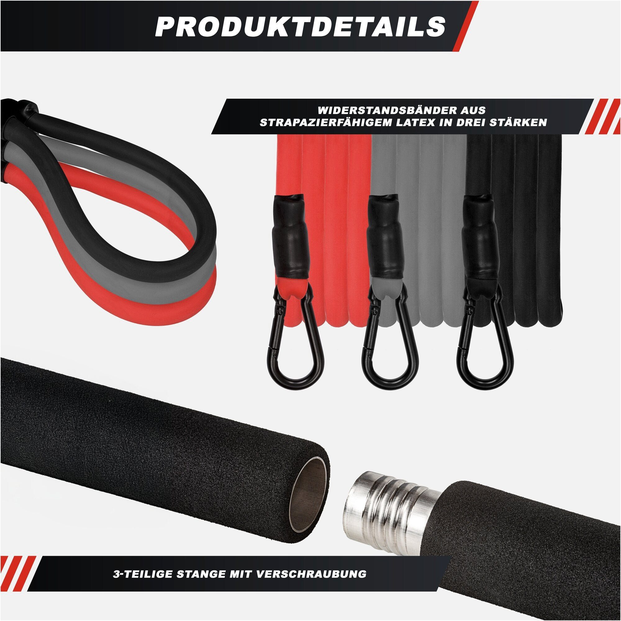 GORILLA SPORTS Expander Pilates Set inkl. Stange und Widerstandsbänder