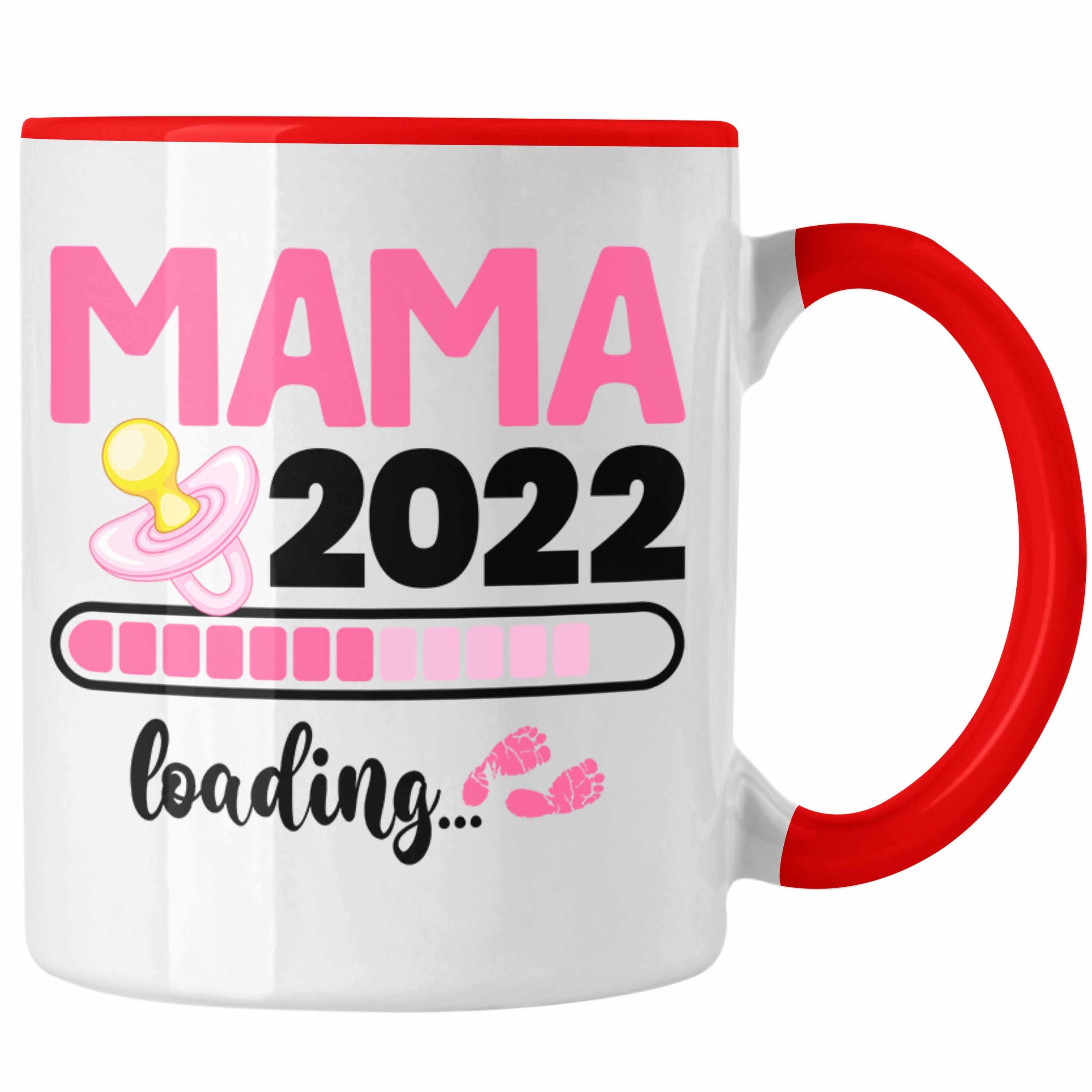 Trendation Tasse Trendation - Mama 2022 Loading Tasse Schwanger Schwangerschaftsverkündung Überraschung Rot