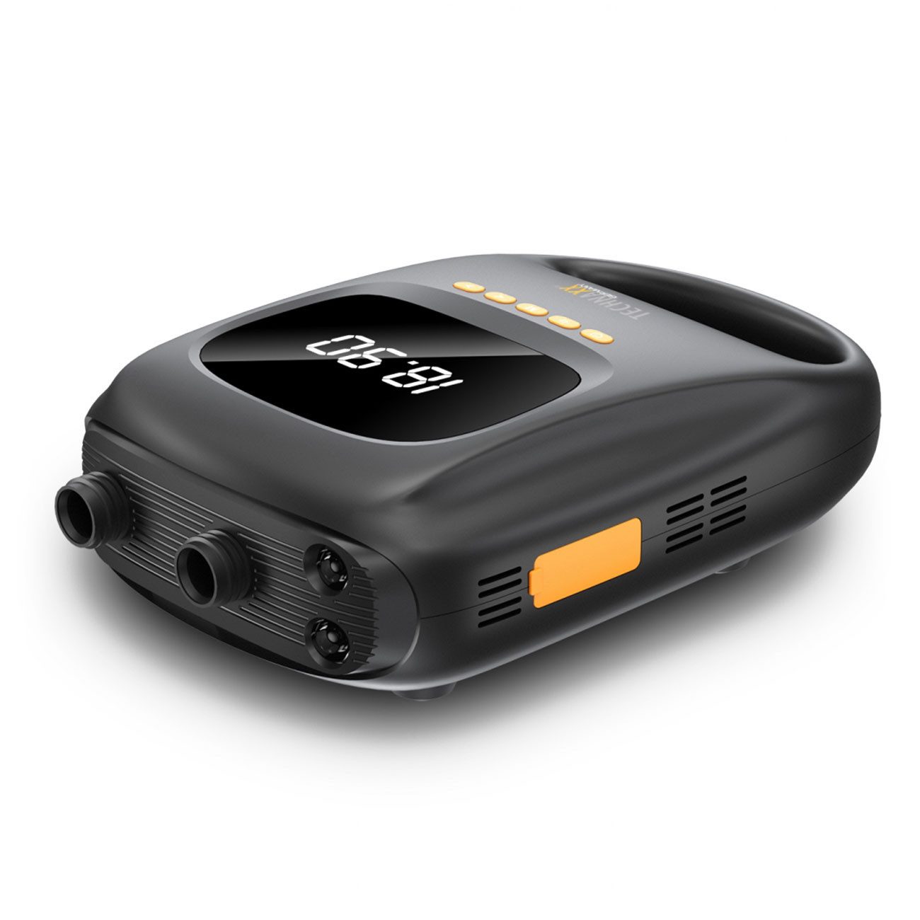 Technaxx Akku-Luftpumpe Akku-SUP-Pumpe 20 PSI, 7500mAh Powerbank, 120W, 12V/USB, 6 Düsen, 2-Stufen Akku-SUP-Pumpe bis 20 PSI mit 7500 mAh Powerbank & Auto-Stopp