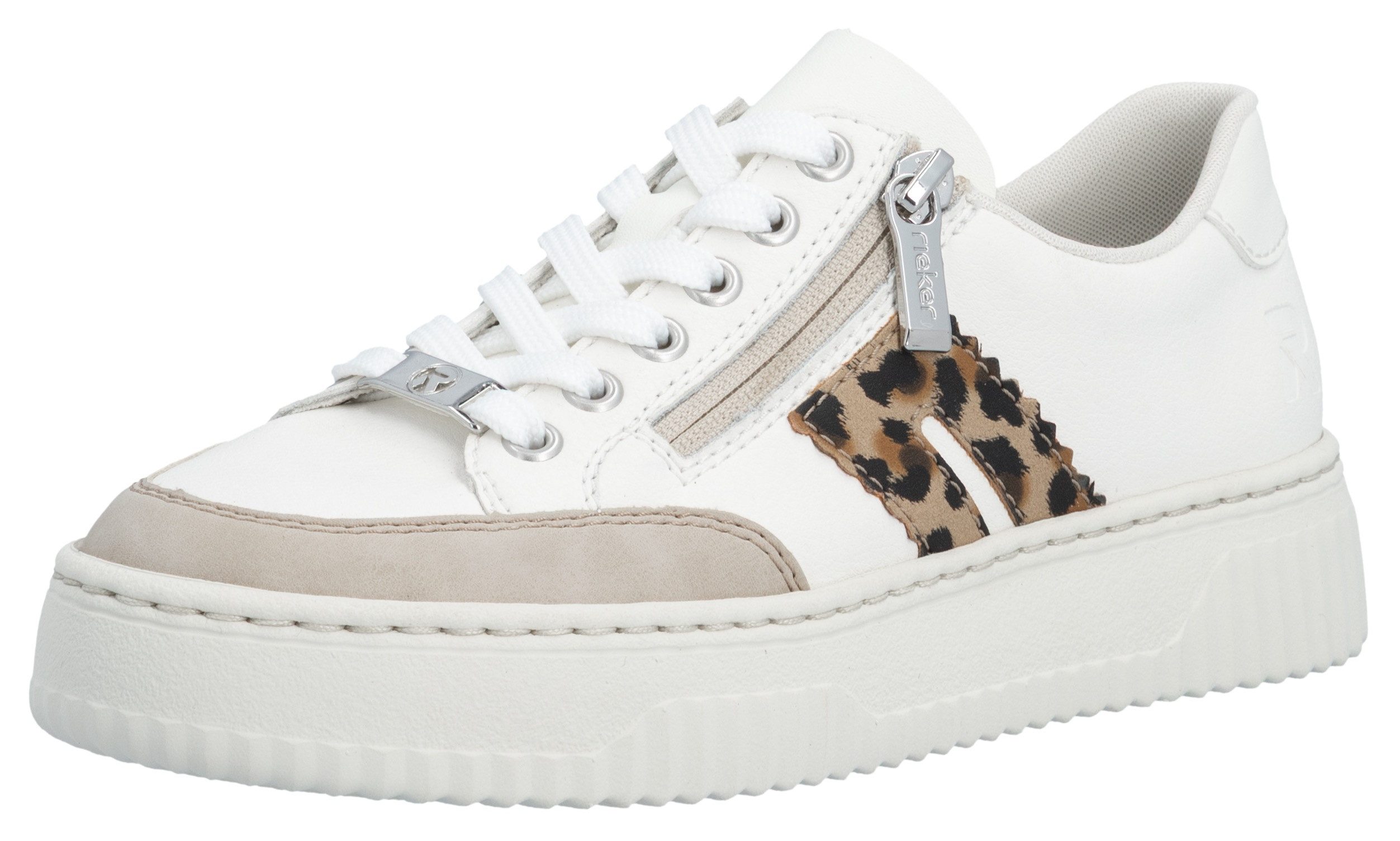 Rieker Plateausneaker Halbschuh, Schnürschuh, Casual-Sneaker mit leo-Besatz günstig online kaufen