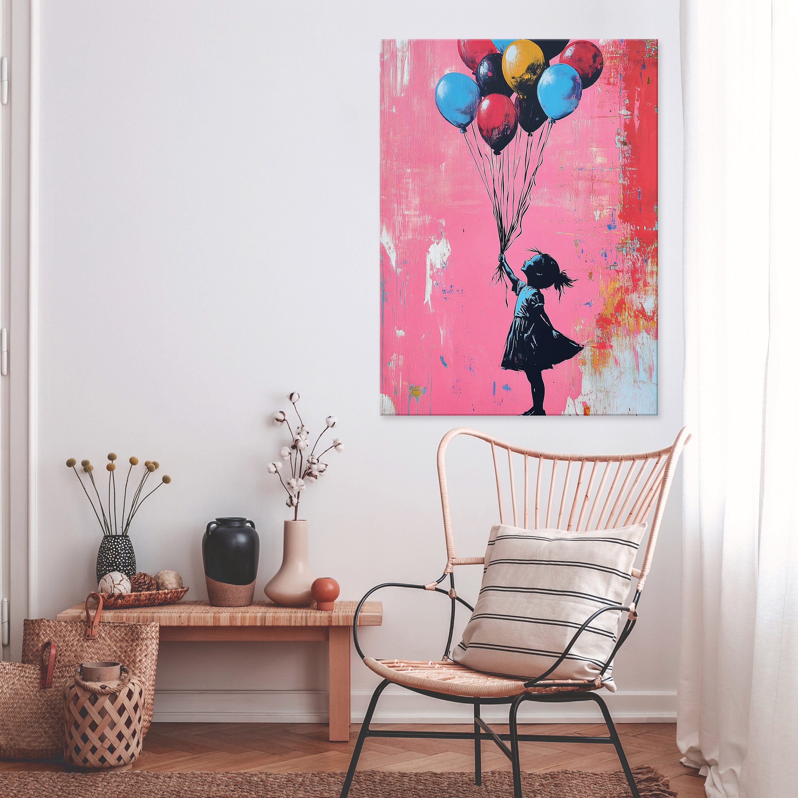Wallarena Leinwandbild Abstrakt Rosa Banksy Graffitti günstig online kaufen