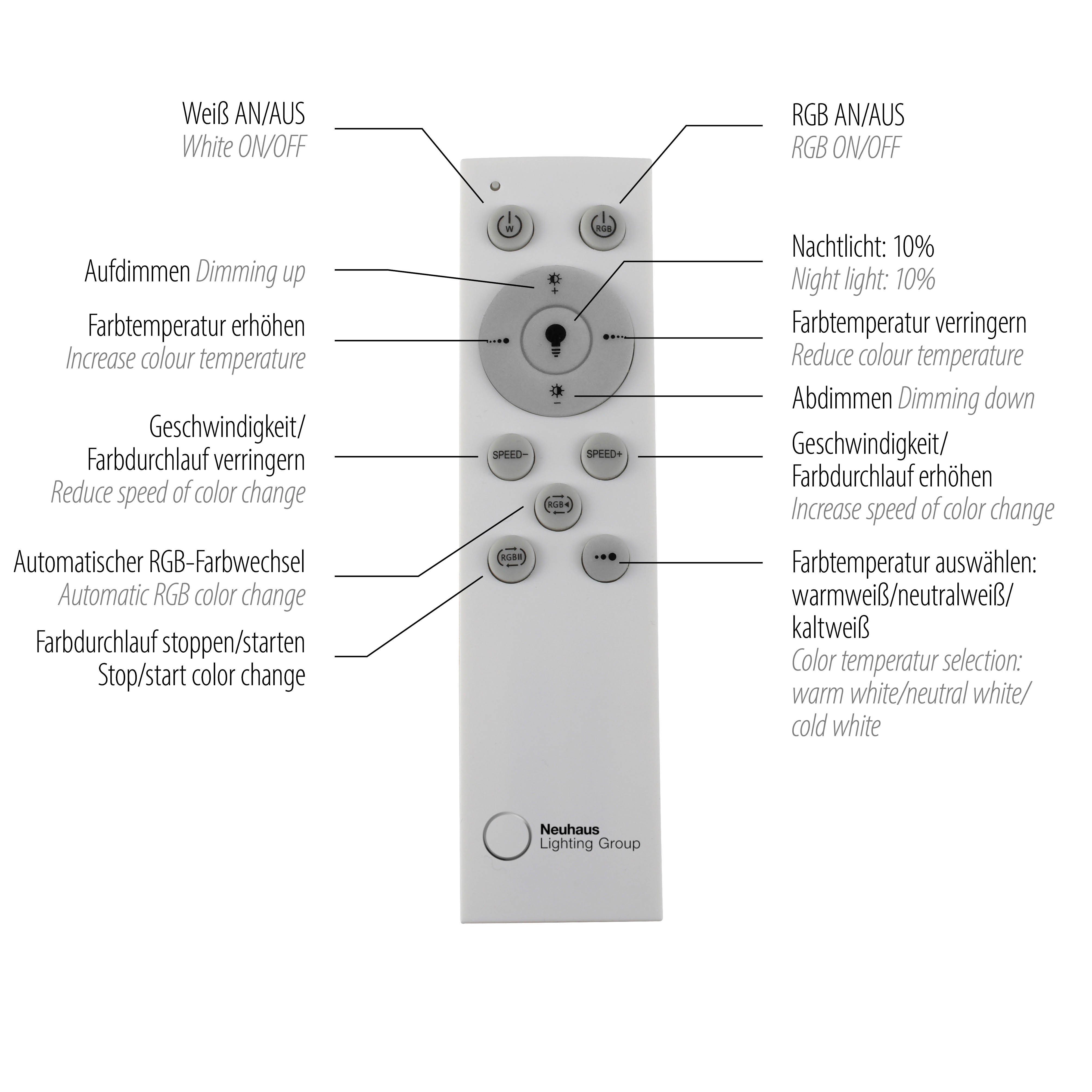 integriert, über Leuchten - LED, inkl. fest Direkt CCT kaltweiß, LED Infrarot FELIX60, RGB-Rainbow, - Fernbedienung, Fernbed., warmweiß Deckenleuchte