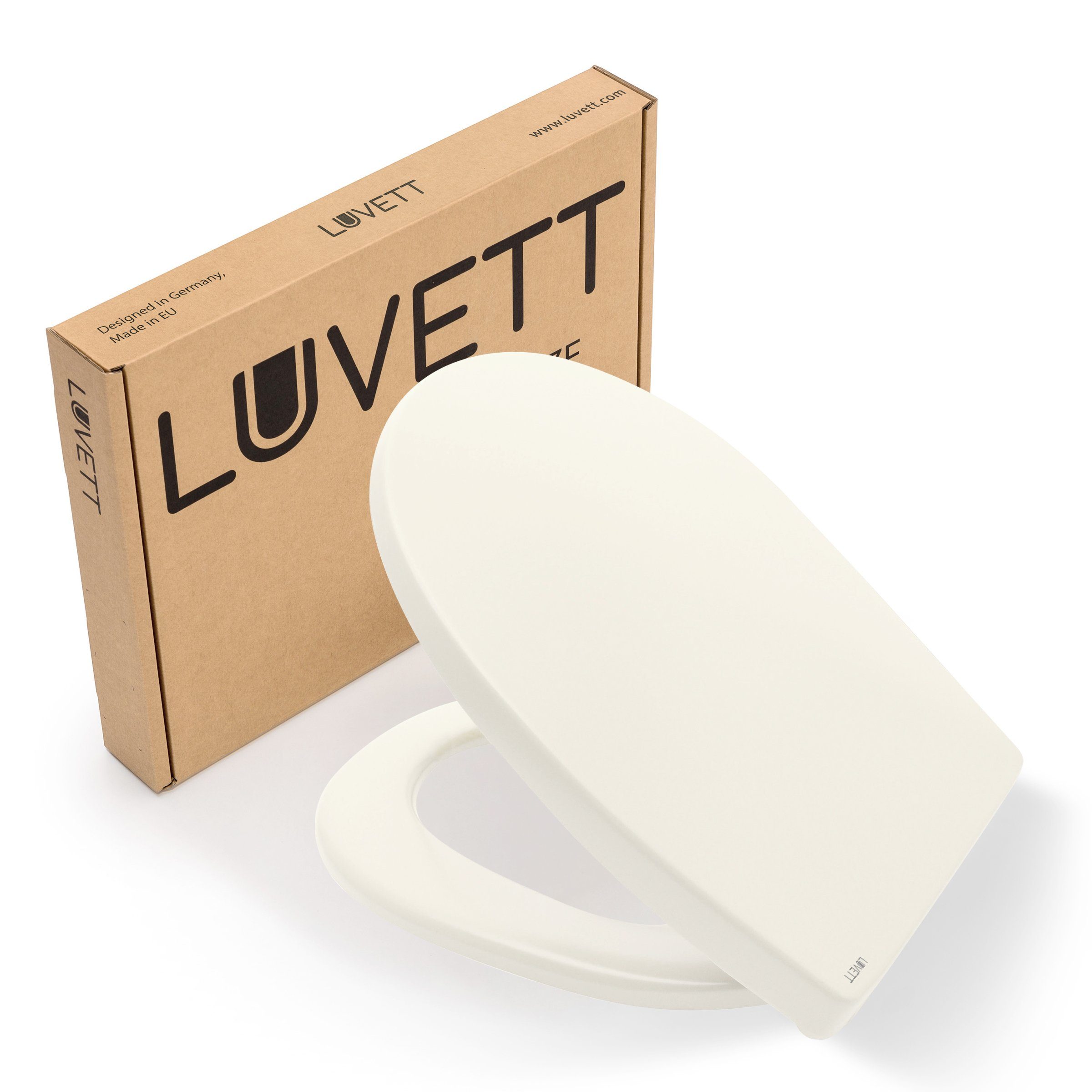 LUVETT WC-Sitz Farben C100 (Komplett-Set, Inklusive 3 Befestigungsarten), mit Original SoftClose® Absenkautomatik, Duroplast