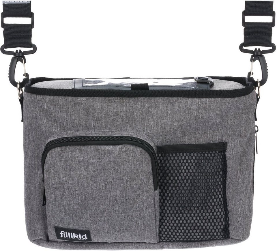 Fillikid Wickeltasche Buggy Organizer, hellgrau, mit Wickelauflage und  Netztasche