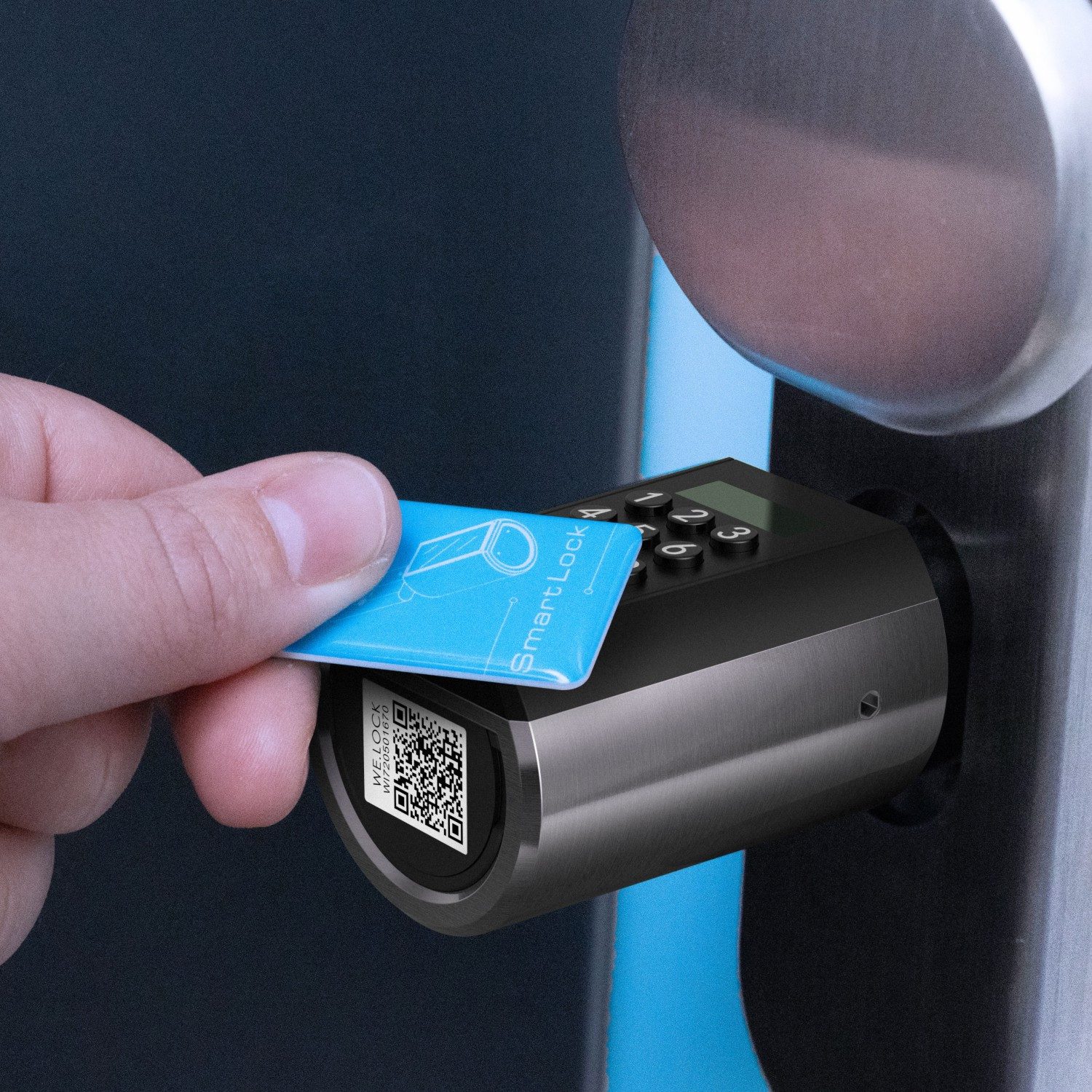 WE.LOCK Türschlossantrieb WELOCK Elektronisches Türschloss PCB10EBL51 für 30-70mm Türen, (Packung, Smartes türschloss x1, RFID-Karte x3, Anleitung x1, Zubehörbox x1), Passwort, RFID-Karte, APP, USB-Entsperrung; 5-Minuten-Installation