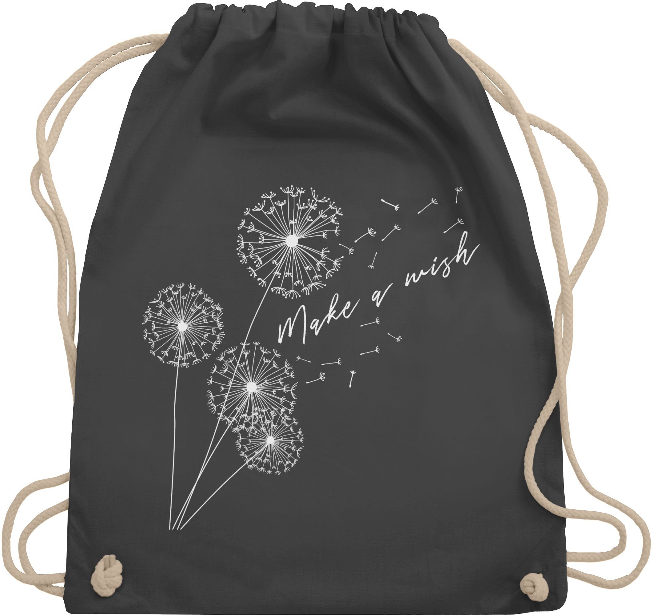 Turnbeutel Pusteblume Make a wish Weiß