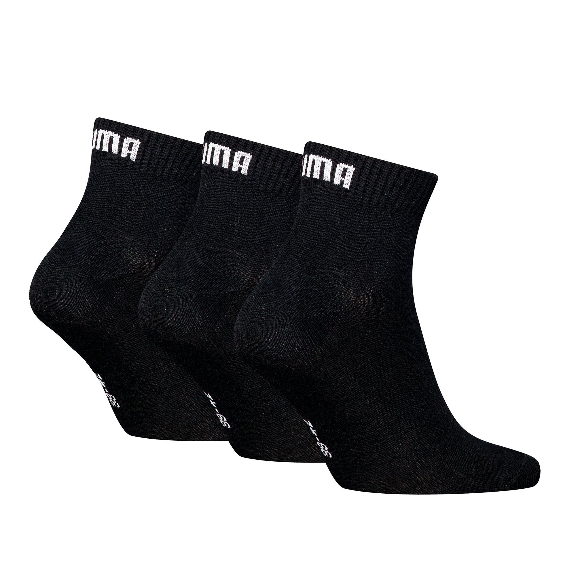 PUMA Kurzsocken Unisex Socken 3er Pack Baumwolle Quarter Plain 3P (Packung, 3er Pack)
