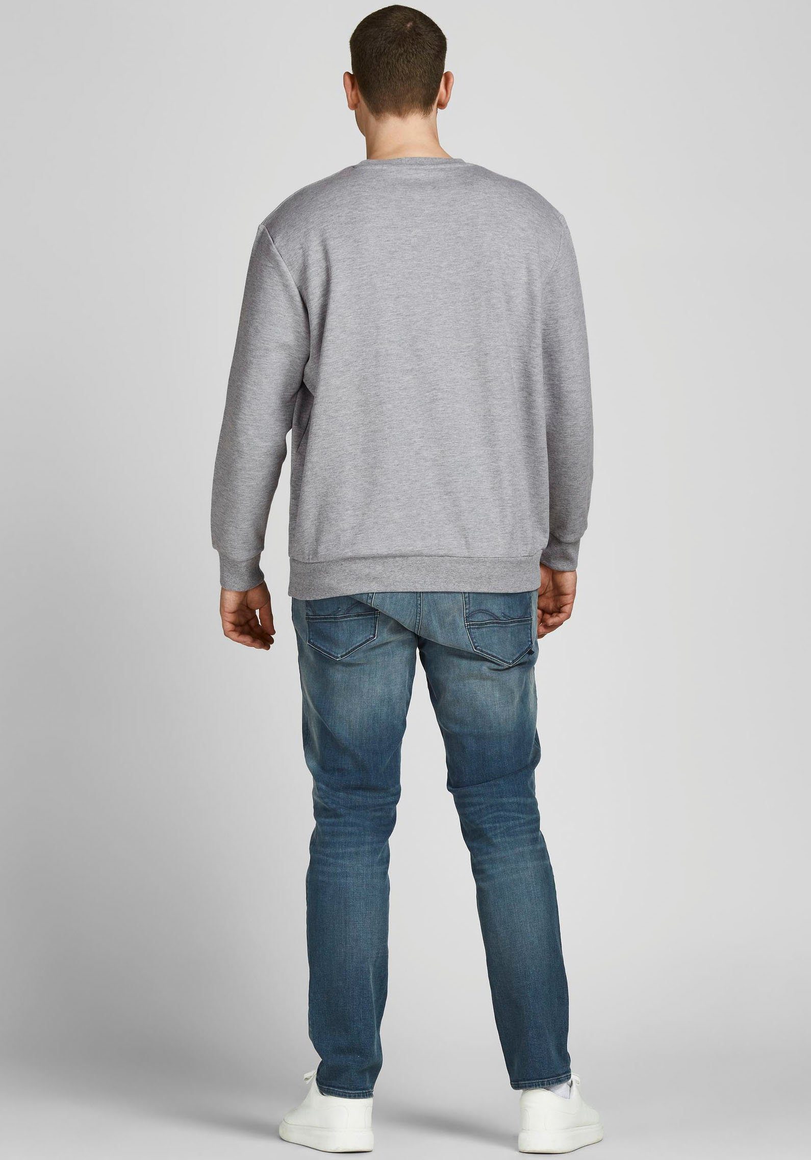 Jack & Jones PlusSize Sweatshirt (Packung) NECK CREW hellgrau-meliert BASIC SWEAT