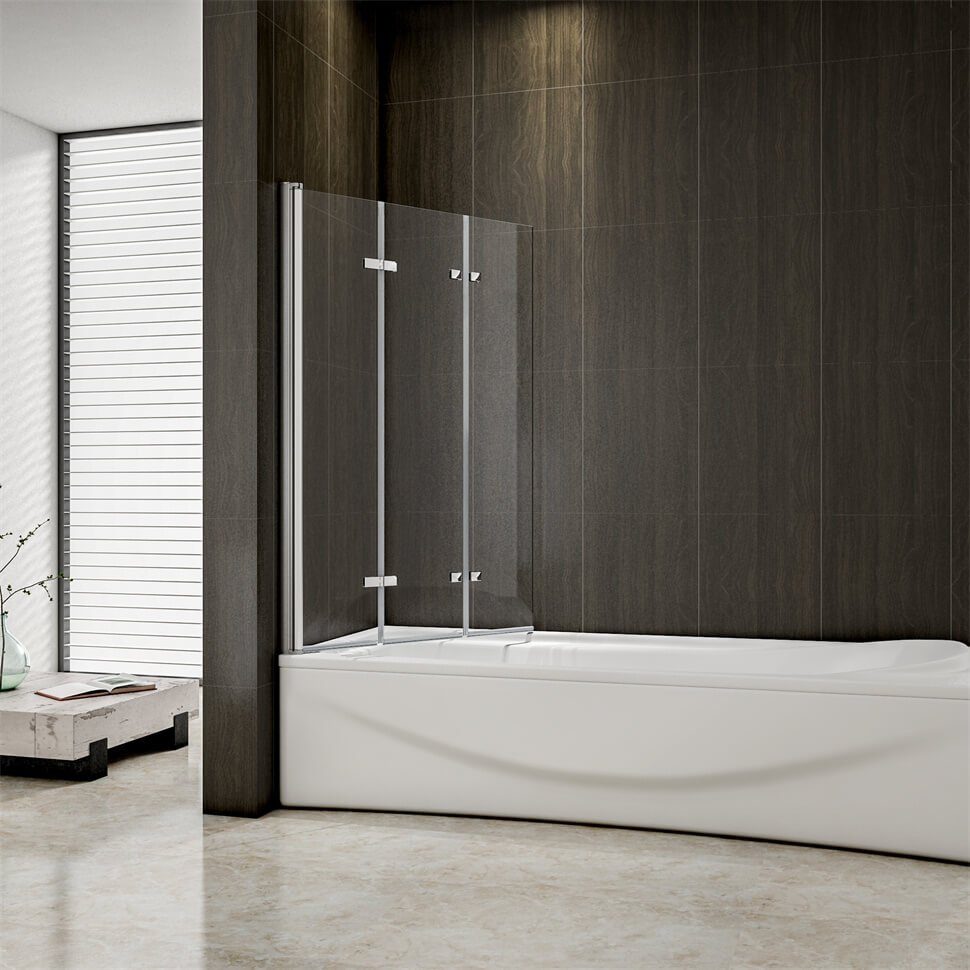 duschspa Badewannenaufsatz 130x140cm ESG Badewannenaufsatz Faltwand auf  Badewanne Duschtrennwand, Einscheibensicherheitsglas, Sicherheitsglas,  (Set), Höhe 140ch, Breite 130cm, Glas