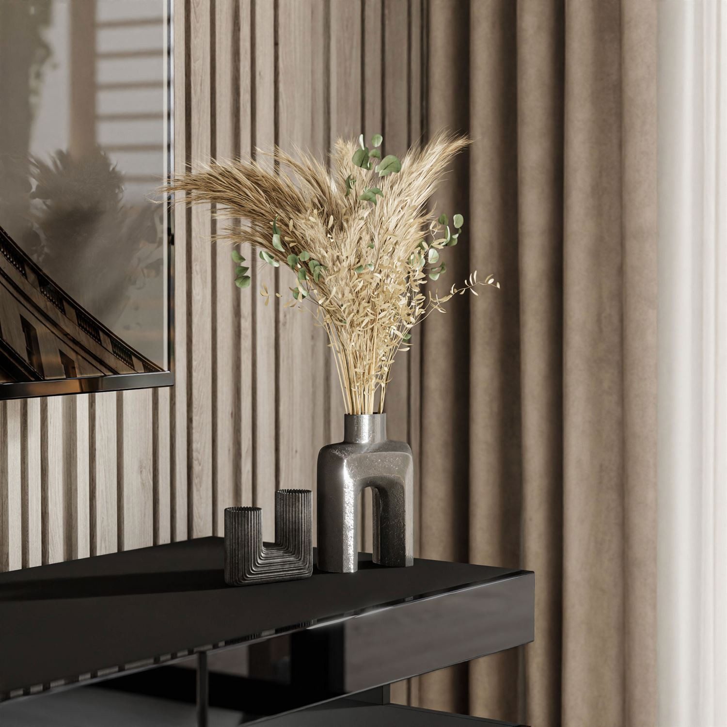 yourhouse24 Lowboard BRASILIA TV-Schrank Hochglanz Artisan Eiche Schwarz Fernsehschrank