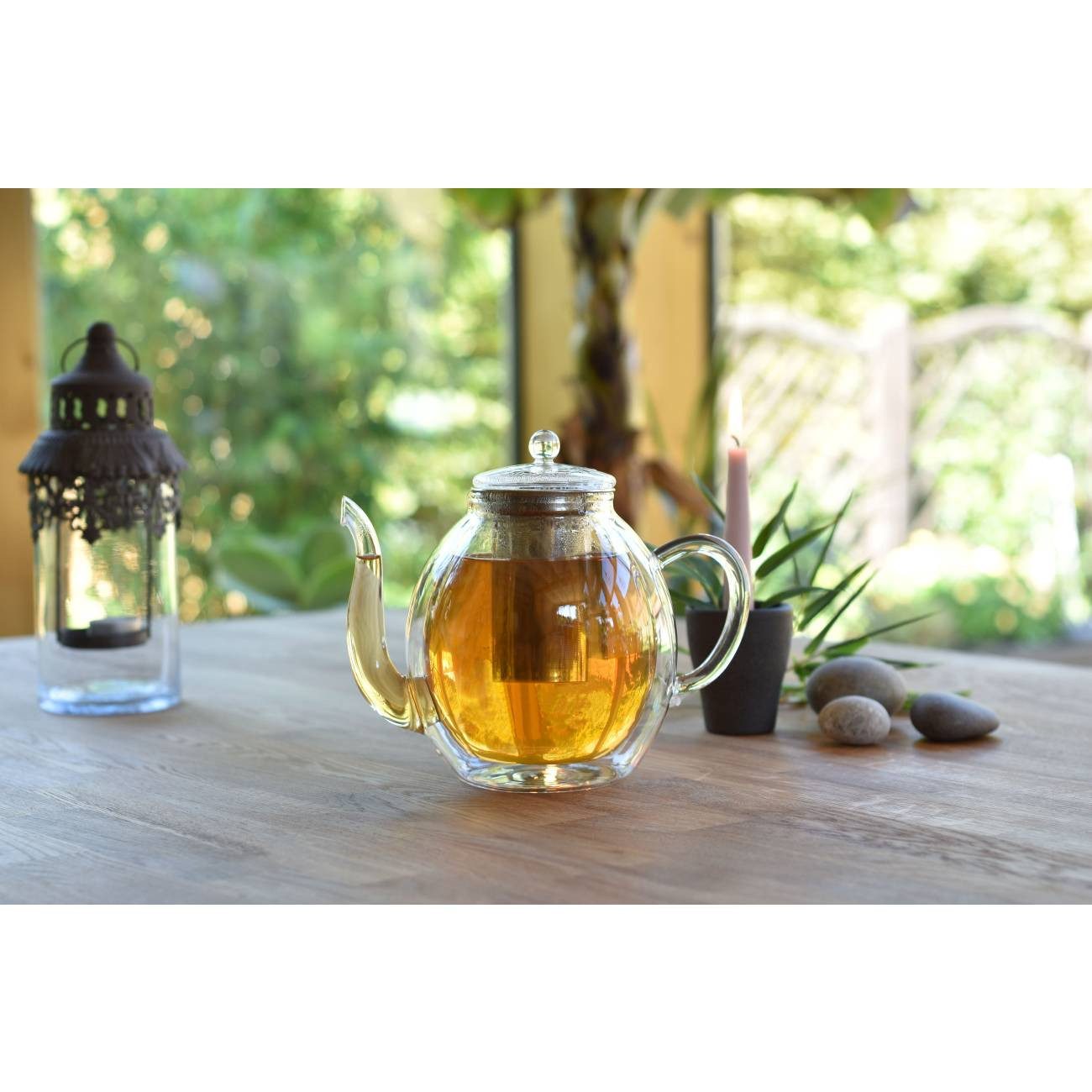 Creano Teekanne Creano doppelwandige Glas-Teekanne 1,4l mit Edelstahlfilter -tropffrei