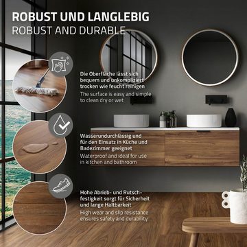 ML-DESIGN Vinylboden PVC Click Vinyl-Dielen Einfache Verlegung wasserfest, Bodenbelag 122x18x0,42cm 7,7m²/35 Dielen Dunkelbraun rutschfest