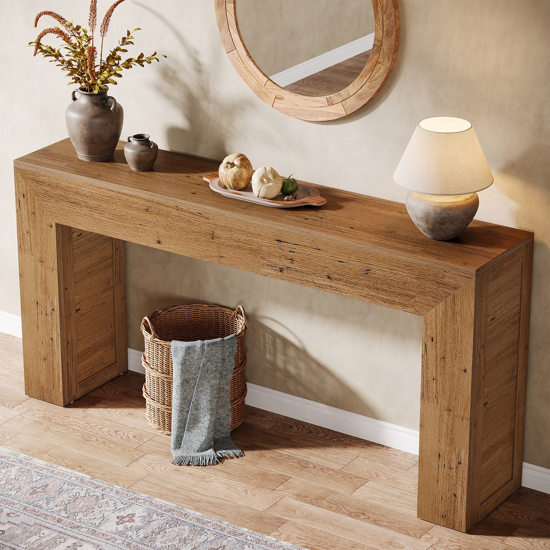 Tribesigns Konsolentisch 160 cm schmaler Sofatisch, Flurtisch aus Holz hinter der Couch