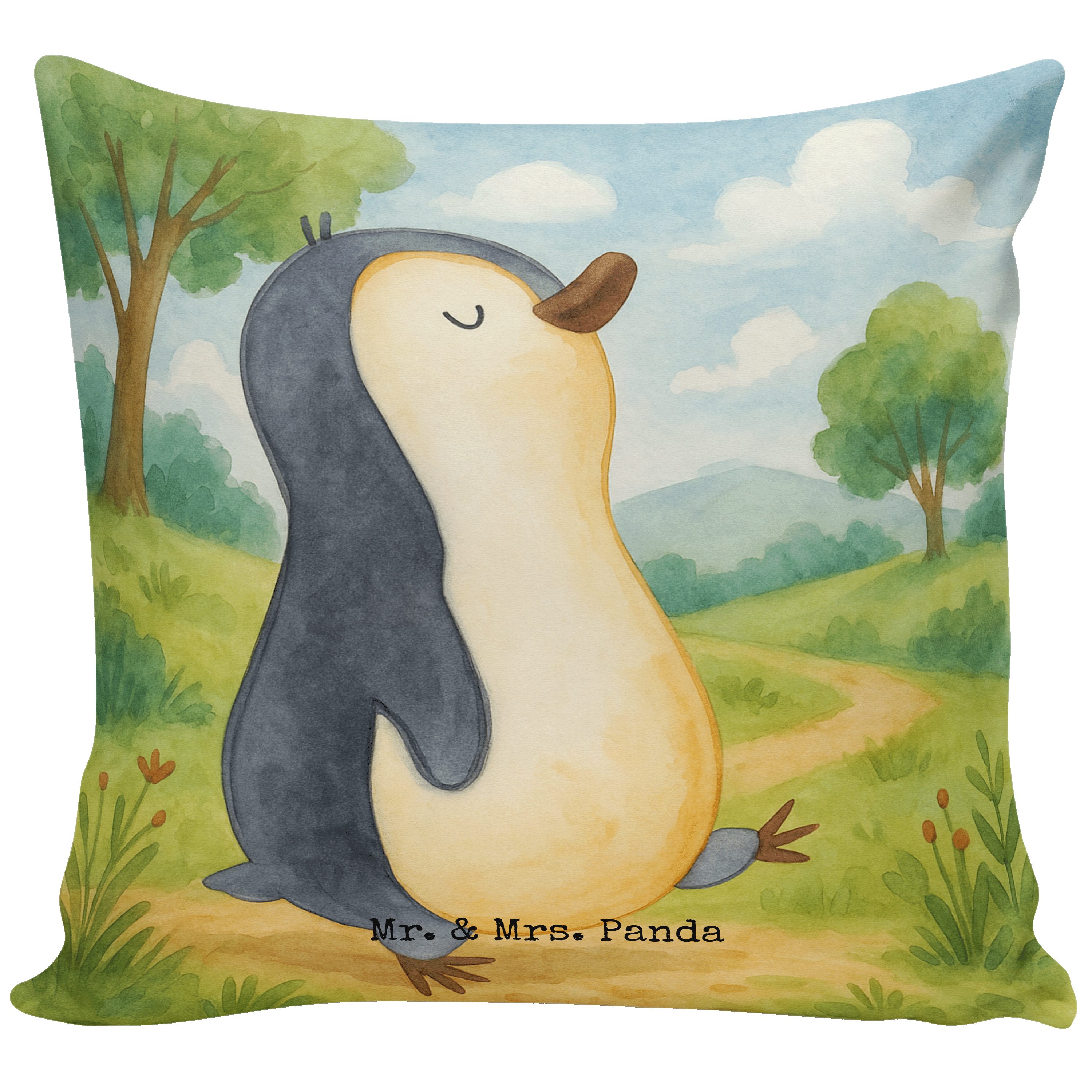 Mr. & Mrs. Panda Dekokissen Pinguin marschieren Design, Dekokissen Sofa, Weiß, Bruder, Kuschel Ki, Kuschelkissen wurfkissen Pinguine