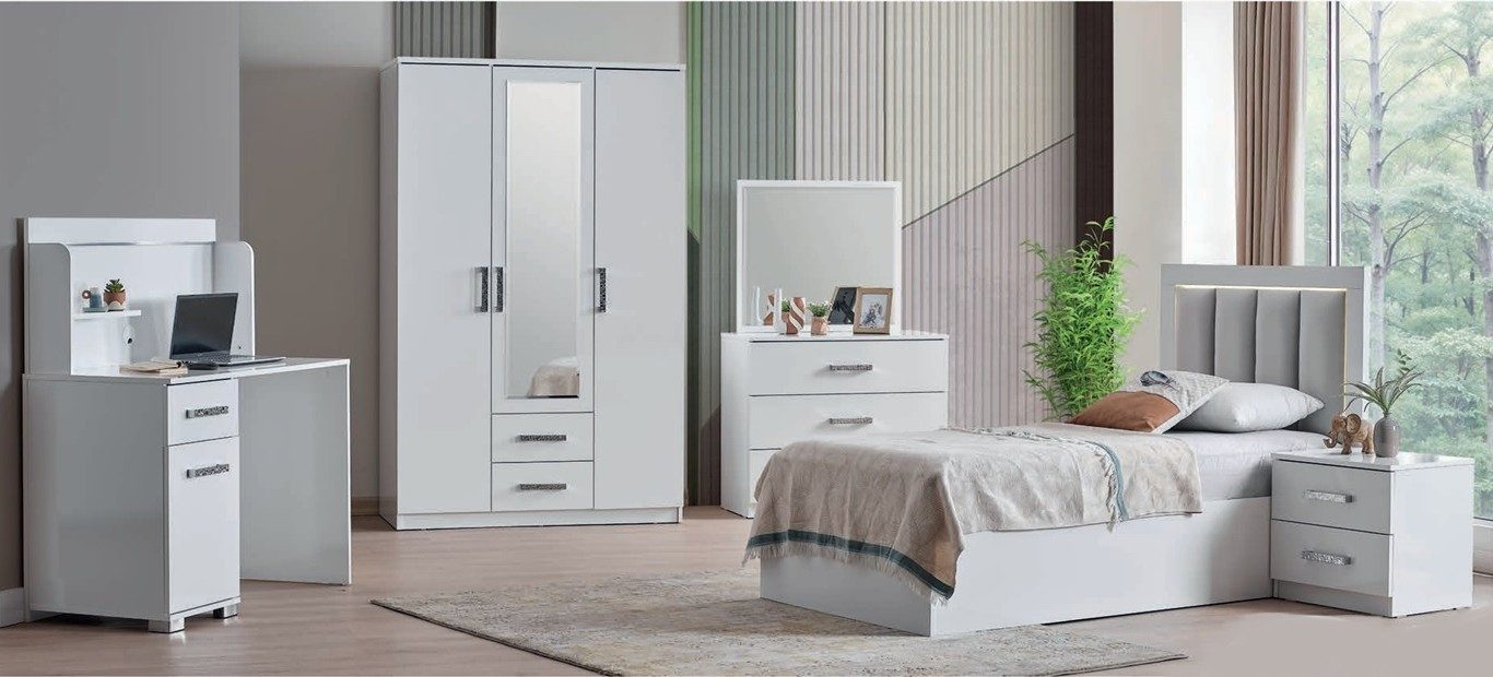Xlmoebel Babymöbel-Set Stilvolles 5-teiliges Jugendzimmer-Set in modernem Design, (Jugendzimmer-Set, 5-tlg., 5-teiliges Jugendzimmer-Set), Made in Europa