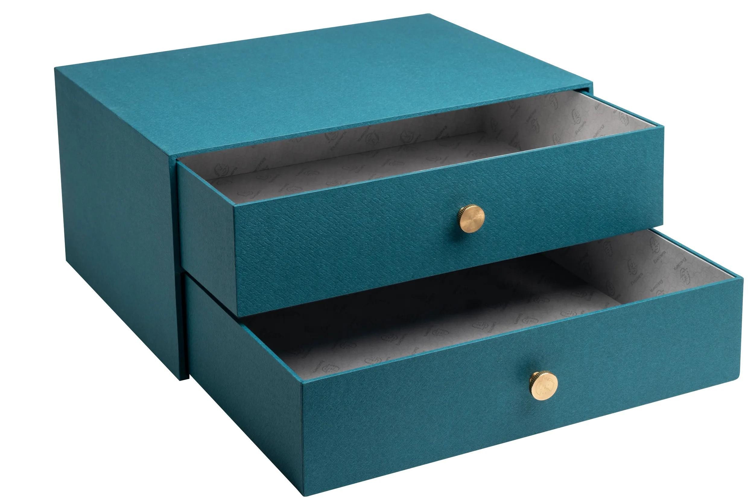 EXACOMPTA Schubladenbox Schubladenbox 2 Schubladen 17x355x27 cm A4 Maxi Bleu canard 30603E, Bodenpresentation Display