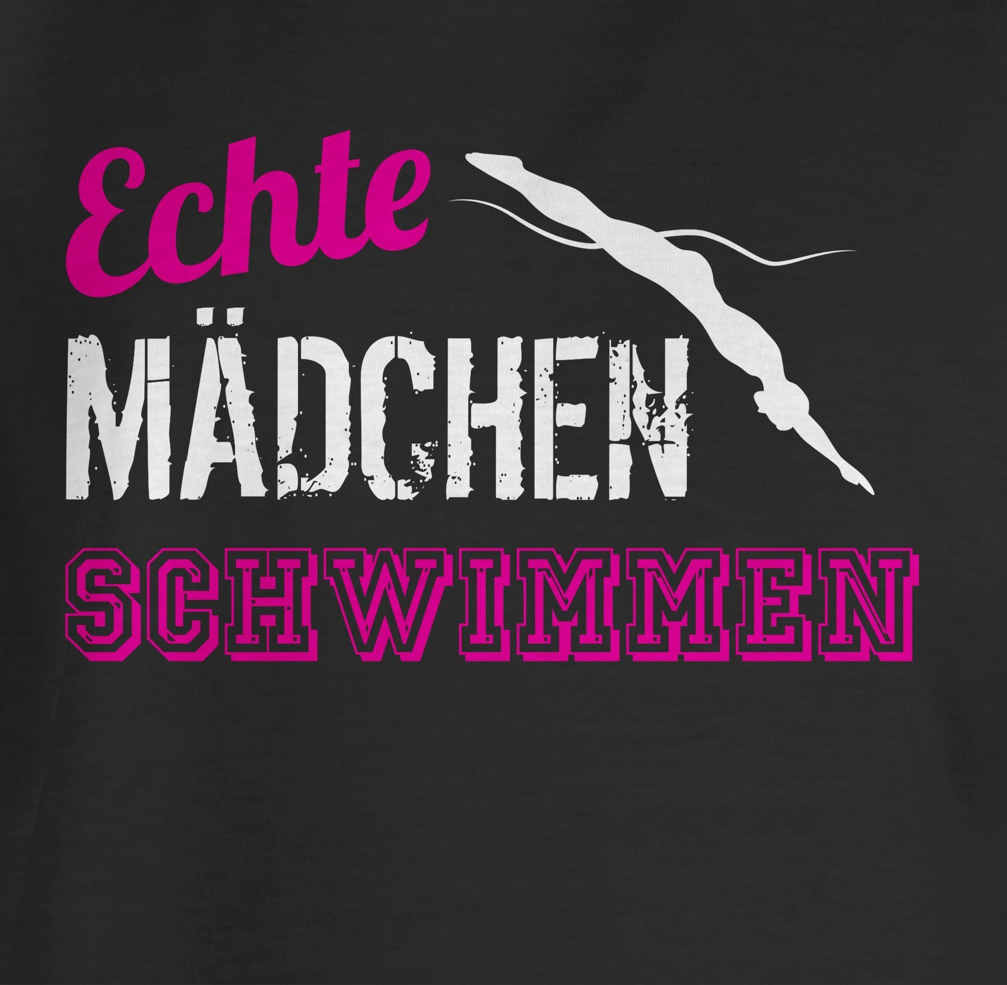 Shirtracer Schwarz Kinder Sport Echte Kleidung schwimmen Mädchen 2 T-Shirt