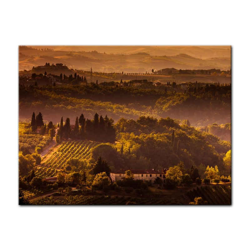 Bilderdepot24 Leinwandbild Toskana im Sonnenuntergang II, Landschaften