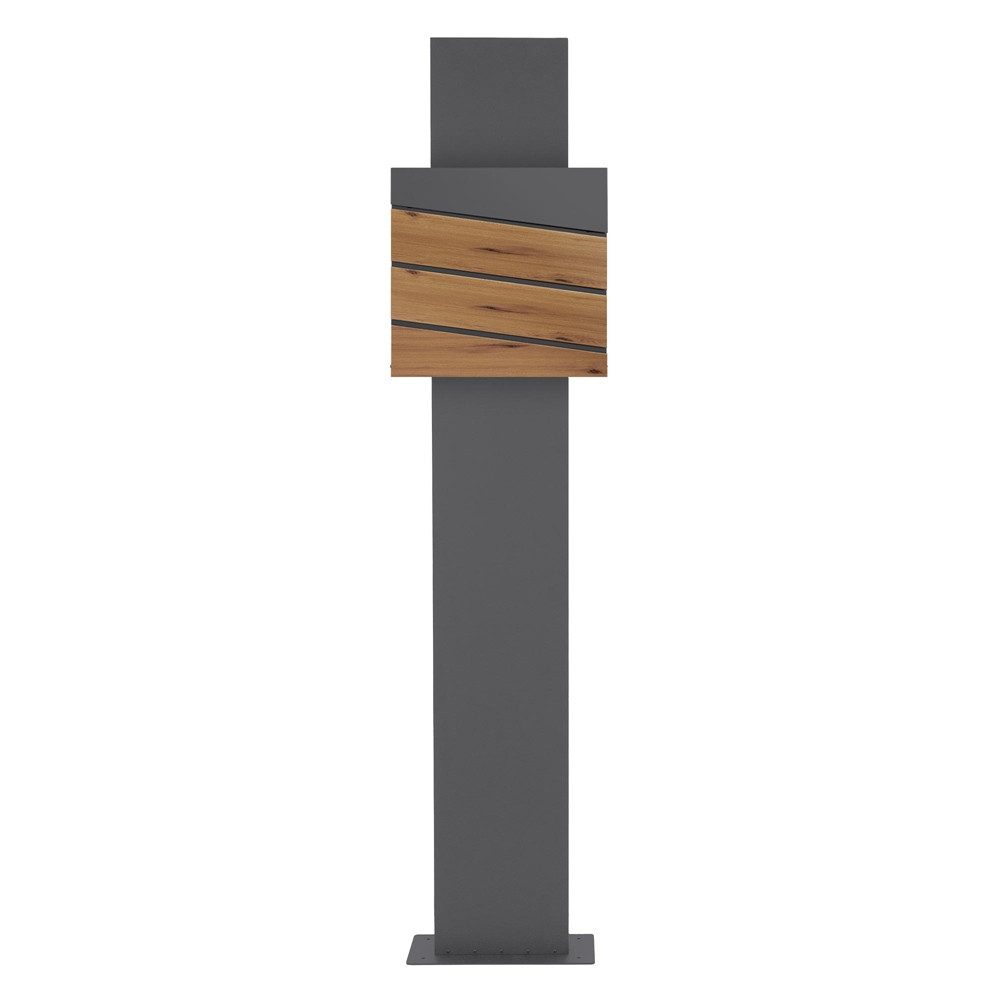ML-DESIGN Standbriefkasten Wandbriefkasten Briefkasten Postkasten mit Zeitungsfach inkl. Standfuß, Briefkastenanlage mit Standfuß Anthrazit 170 cm Mailbox mit Pfosten