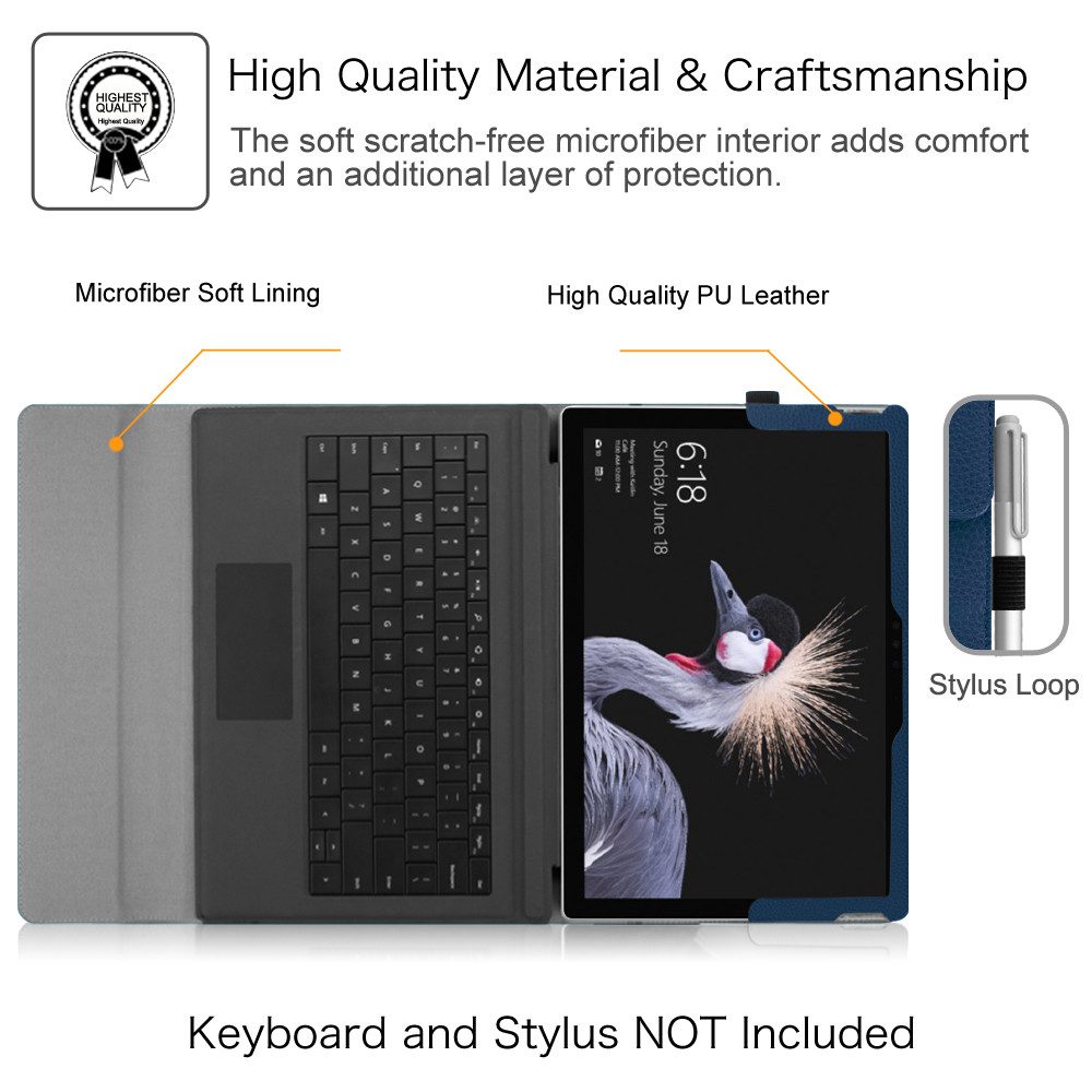 Fintie Tablet-Hülle für Microsoft Surface Pro 7+/ Pro 7/ Pro 6/ Pro 5/ Pro 4/ Pro 3 12,3'', Multi-Sichtwinkel Tasche Hülle aus Kunstleder, Type Cover kompatibel – Bild 3 von 5