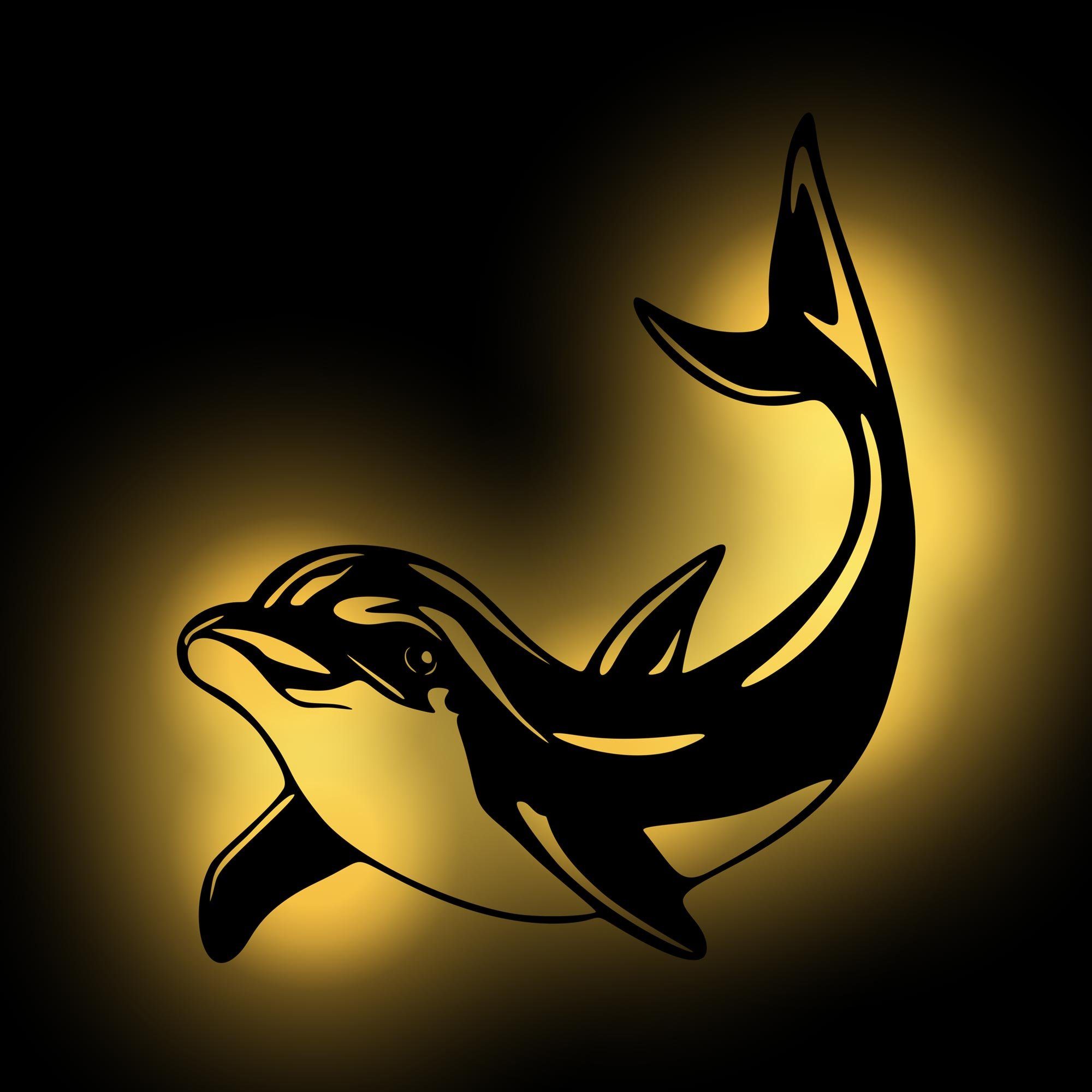 Namofactur LED Dekolicht Delfin - Zugschalter/Stern, batteriebetrieben Lampe, Motiv Tier mit Ohne Dekoobjekt Leuchte, LED Holz Wohnzimmer Deko integriert, - Wanddekoobjekt, Warmweiß, Wand aus fest