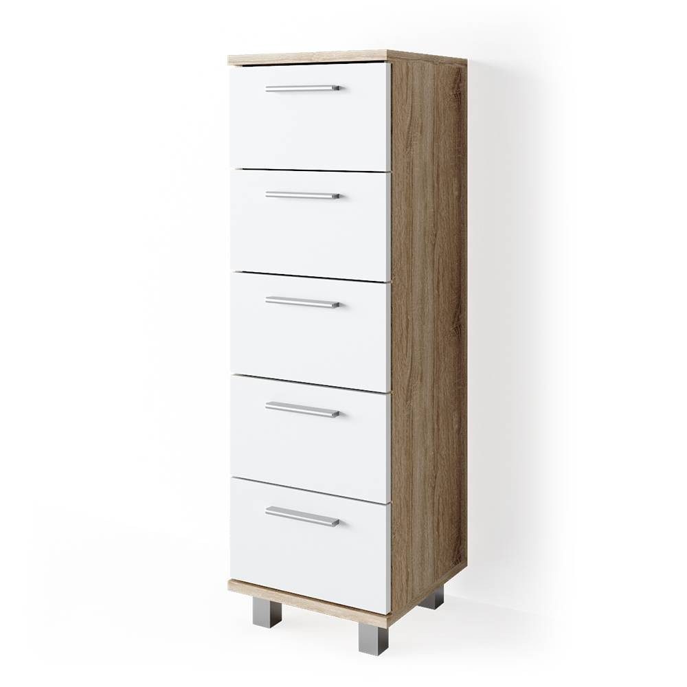 Vicco Midischrank Ilias, Weiß/Sonoma, 30 x 95 cm (1-St) Drehbar