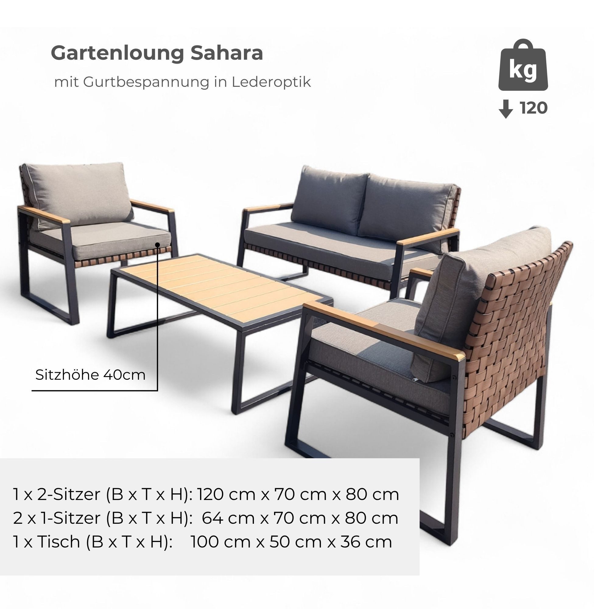 osoltus Garten-Essgruppe Gartenmöbel Lounge Outdoor Lounge Sitzgruppe Set 4tlg Balkon Lounge