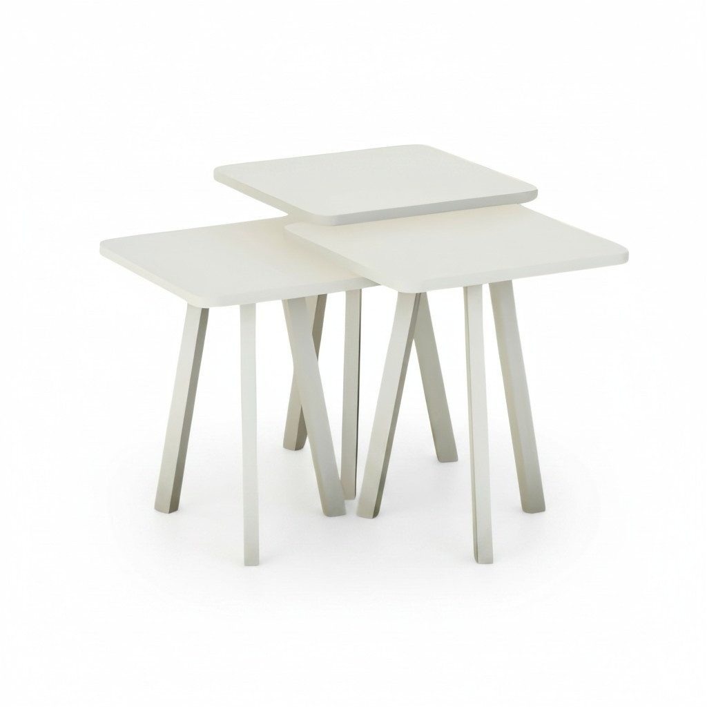Xlmoebel Satztisch Weißes Holz Couchtisch-Set im modernen Design von XLMOEBEL (Set, 3er-Set), Made in Europa