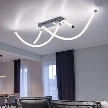 Globo LED Deckenleuchte, LED-Leuchtmittel fest verbaut, Warmweiß, LED Deckenleuchte Deckenlampe Chrom Kunststoff Weiß Opal 3 Stufen