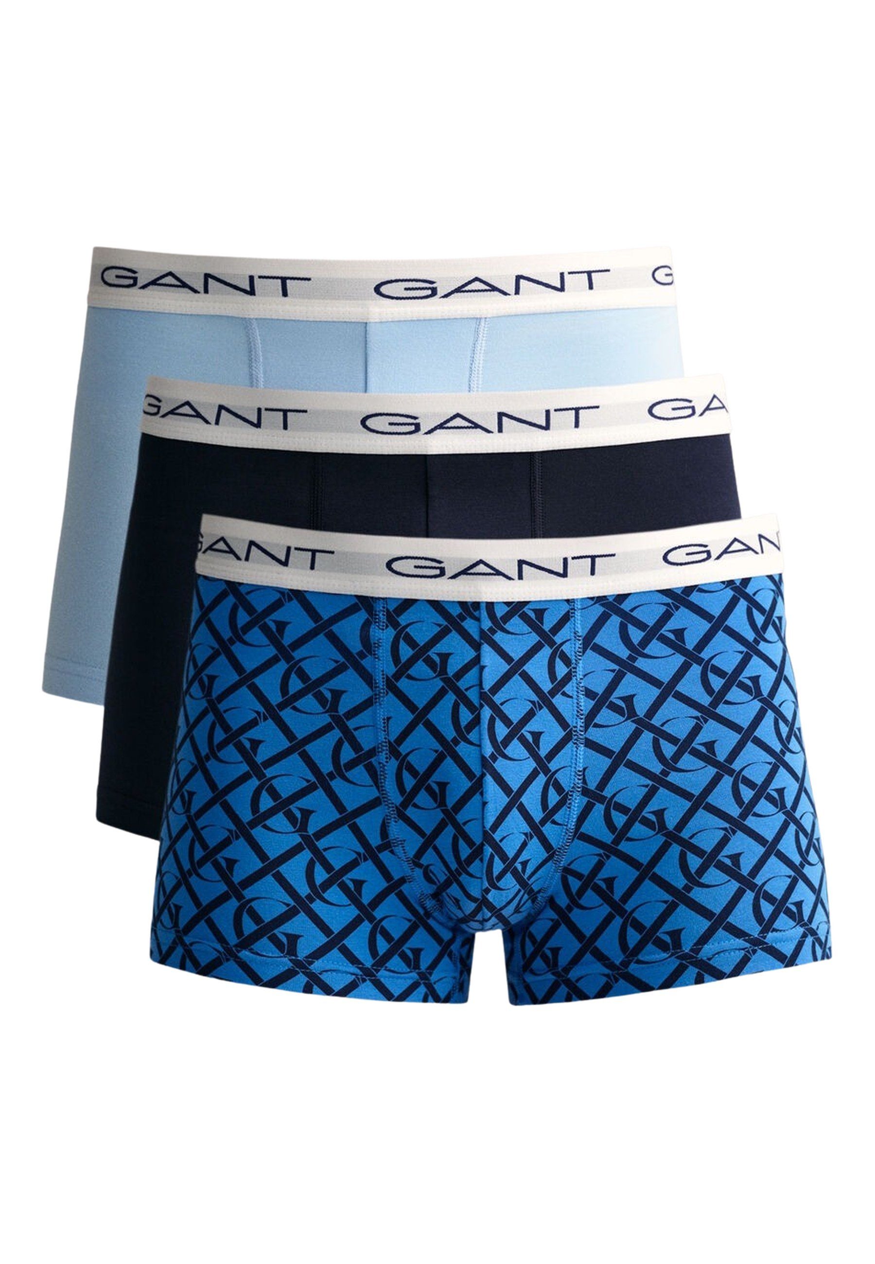 Gant 3er G Boxershorts PRINT MONOGRAM Pack TRUNK Unterhose