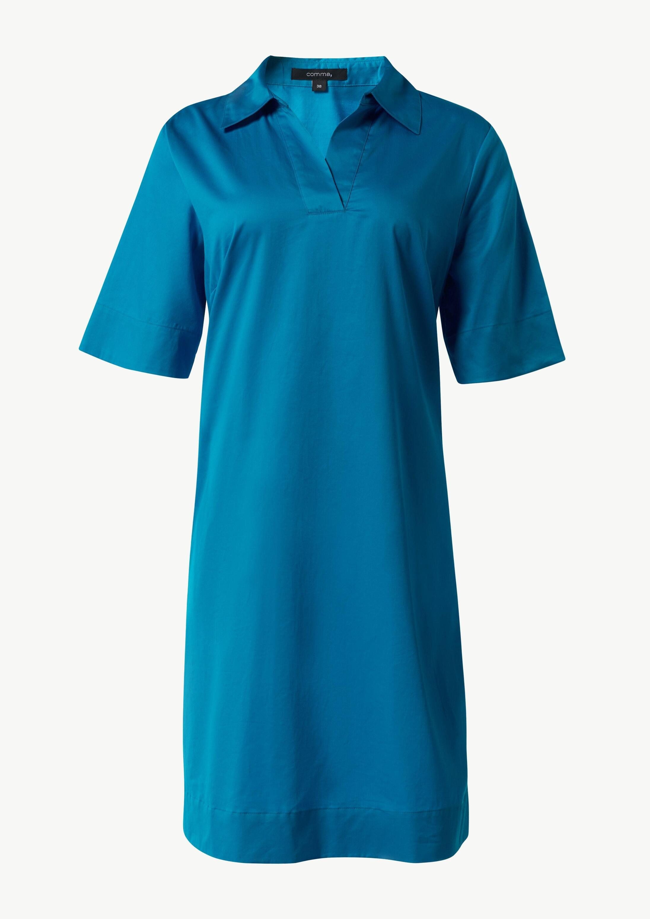 comma Minikleid Kleid Baumwollkleid mit Hemdkragen und Eingrifftaschen