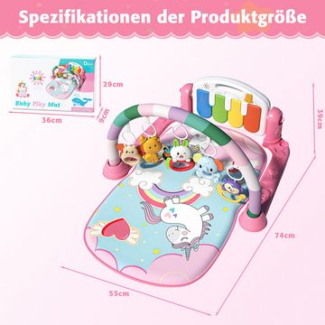 Cbei Spielbogen Spielbogen Krabbeldecke mit Musiktasten und lustigen Tiermotiven rosa, (Baby Klavierständer, 1-tlg., 1-st), Frühes Entwicklungsspielzeug für Baby