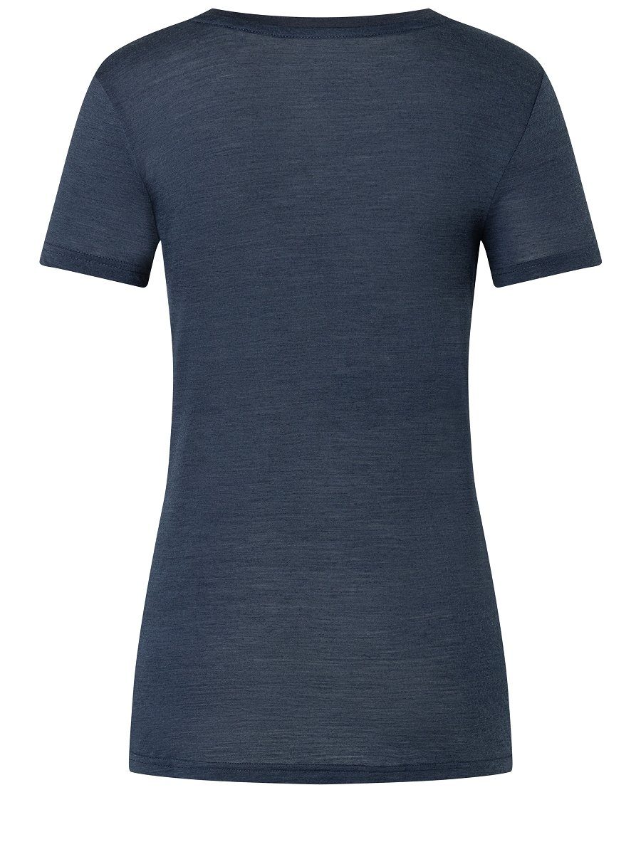 Melange/Blue LOGO Print-Shirt ESSENTIAL W Merino-Materialmix THE SUPER.NATURAL TEE Merino Blue Iris pflegeleichter Iris T-Shirt