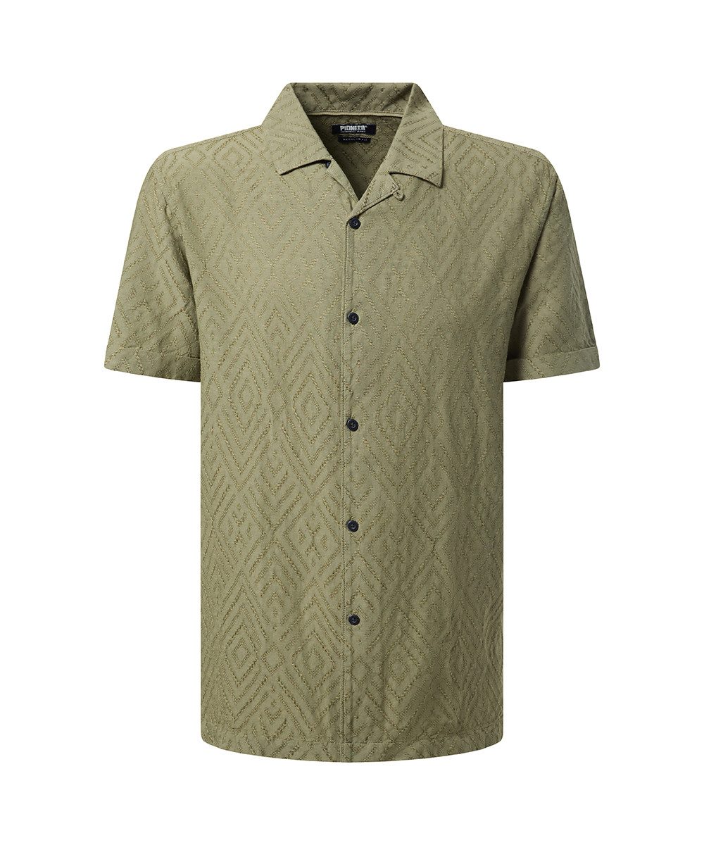 Pioneer Authentic Jeans Kurzarmhemd mit Jacquard Muster