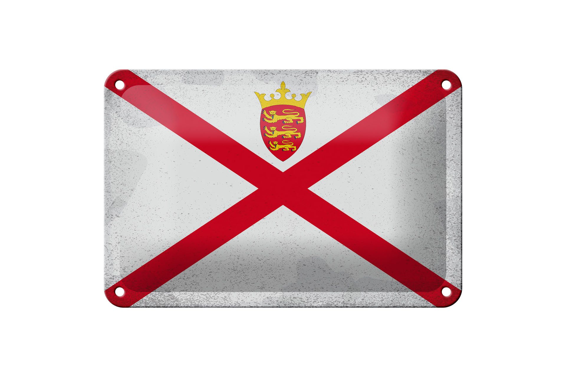 Femer GmbH Metallschild Flagge Jersey 18x12cm Flag of Jersey Vintage, (1 St), gewölbte Oberfläche, abgerundete Ecken, umgeschlagene Kanten