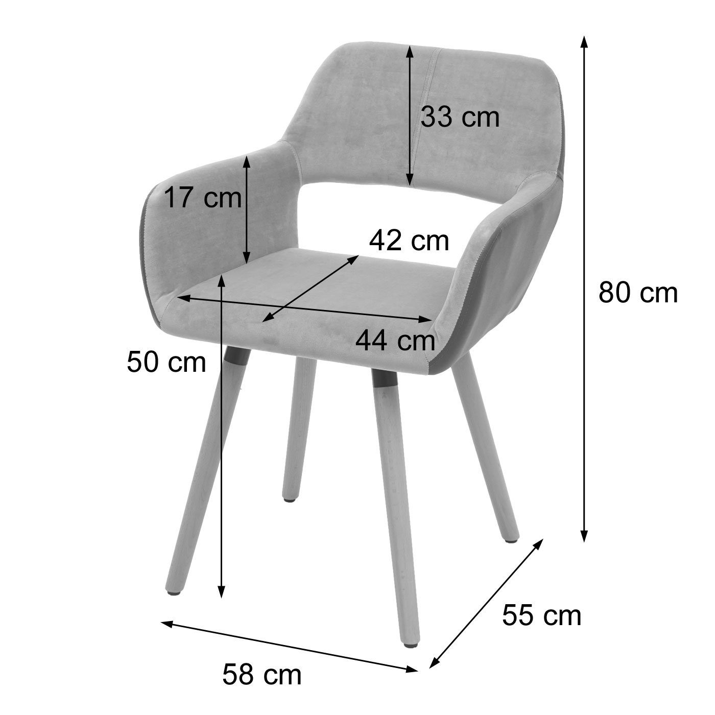 MCW-A50 Esszimmerstuhl Breite Retro Sitzfläche, Armlehnen MCW II Design, mit (1er),