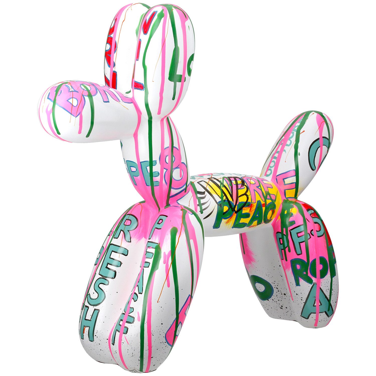 Dekofigur PALLONE Figur - weiß - Kunstharz - Höhe 40cm x Breite 41cm - Hund