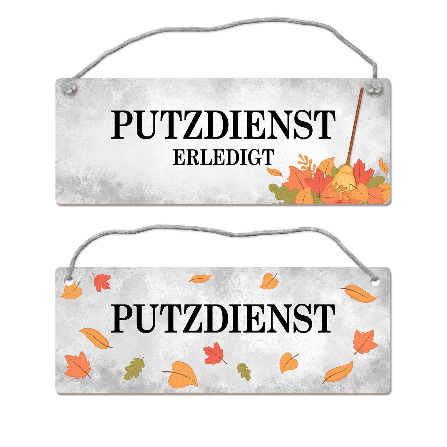 Metallschild Putzdienst oder erledigt Wendeschild mit Kordel Schild Türschild