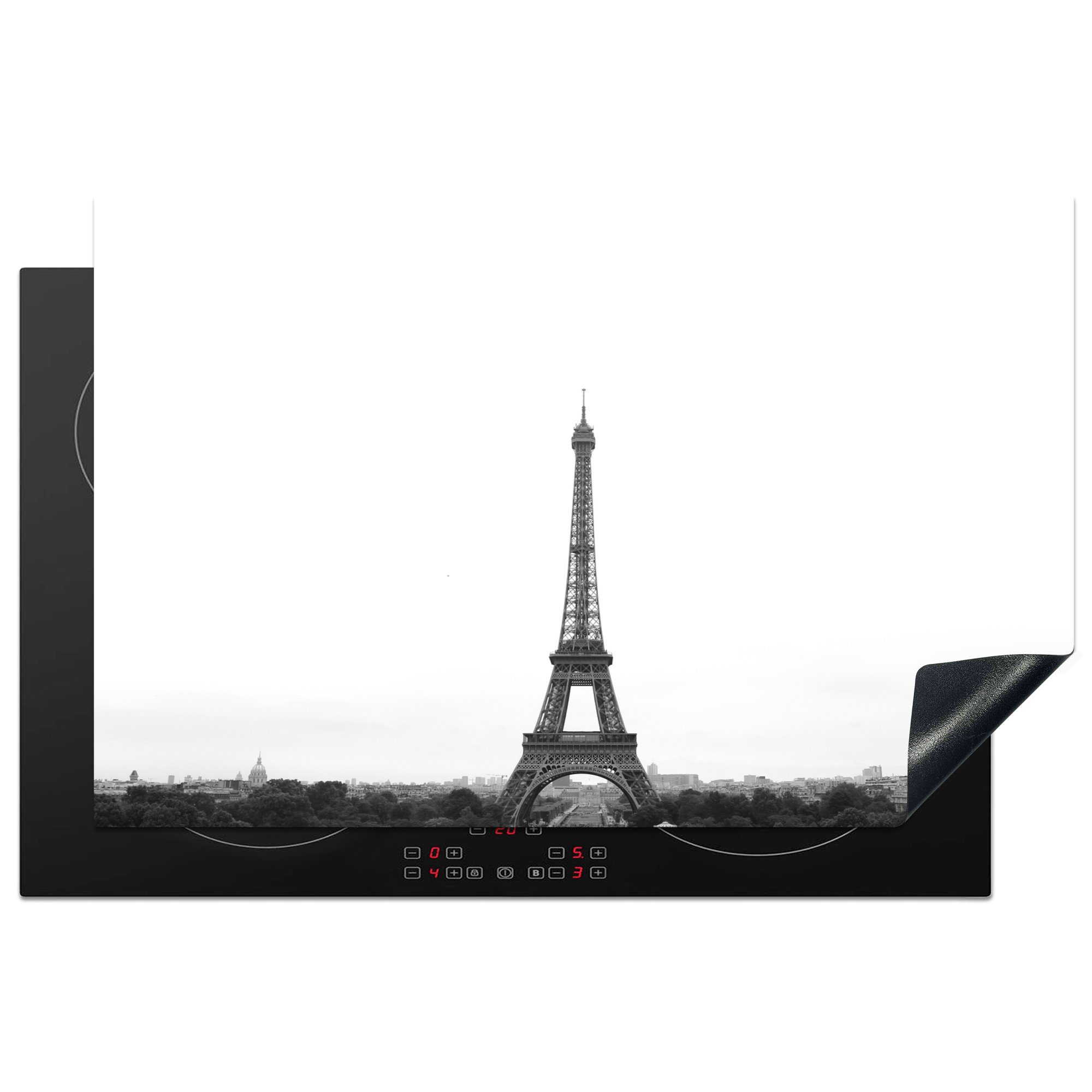 tlg), (1 cm, 81x52 der Schutz Der in Ceranfeldabdeckung Eiffelturm Vinyl, MuchoWow Ferne, Induktionskochfeld küche, die Herdblende-/Abdeckplatte für