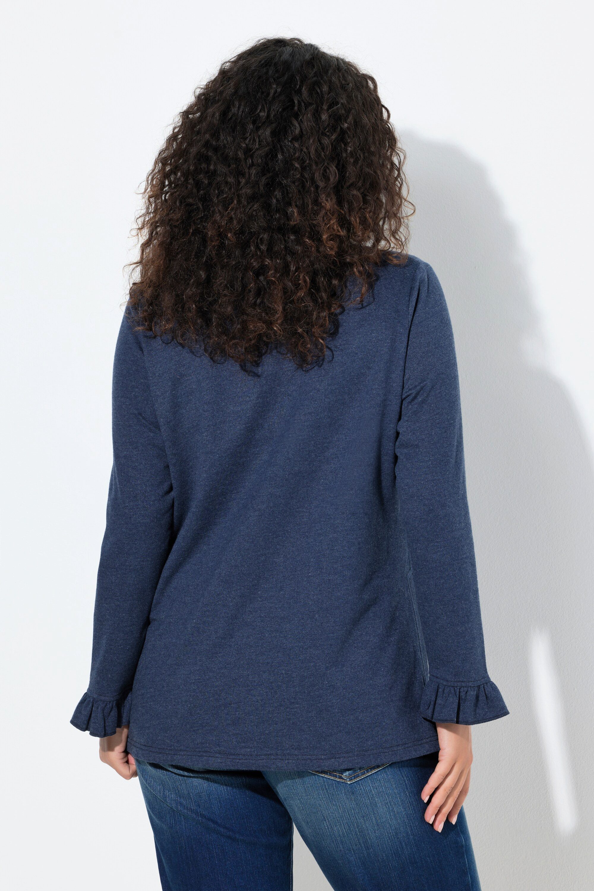 Ulla Popken Sweatshirt Sweatshirt lange Seitenschlitze V-Ausschnitt – Bild 3 von 4