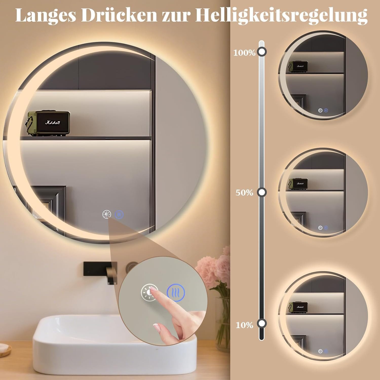 Nettlife Badspiegel Moderner 50/60/70/80cm berührungsempfindlicher Dimmer A günstig online kaufen
