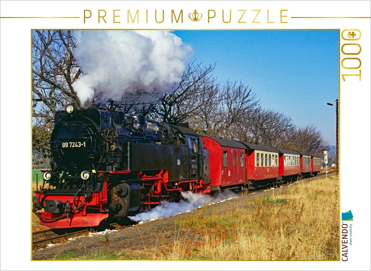 Puzzle CALVENDO Puzzle Dampflok der Harzer Schmalspurbahnen 1991 am Hp Nordhausen Krimderode 1000 Teile Lege-Größe 64 x 48 cm Foto-Puzzle Bild von Michael Bromm