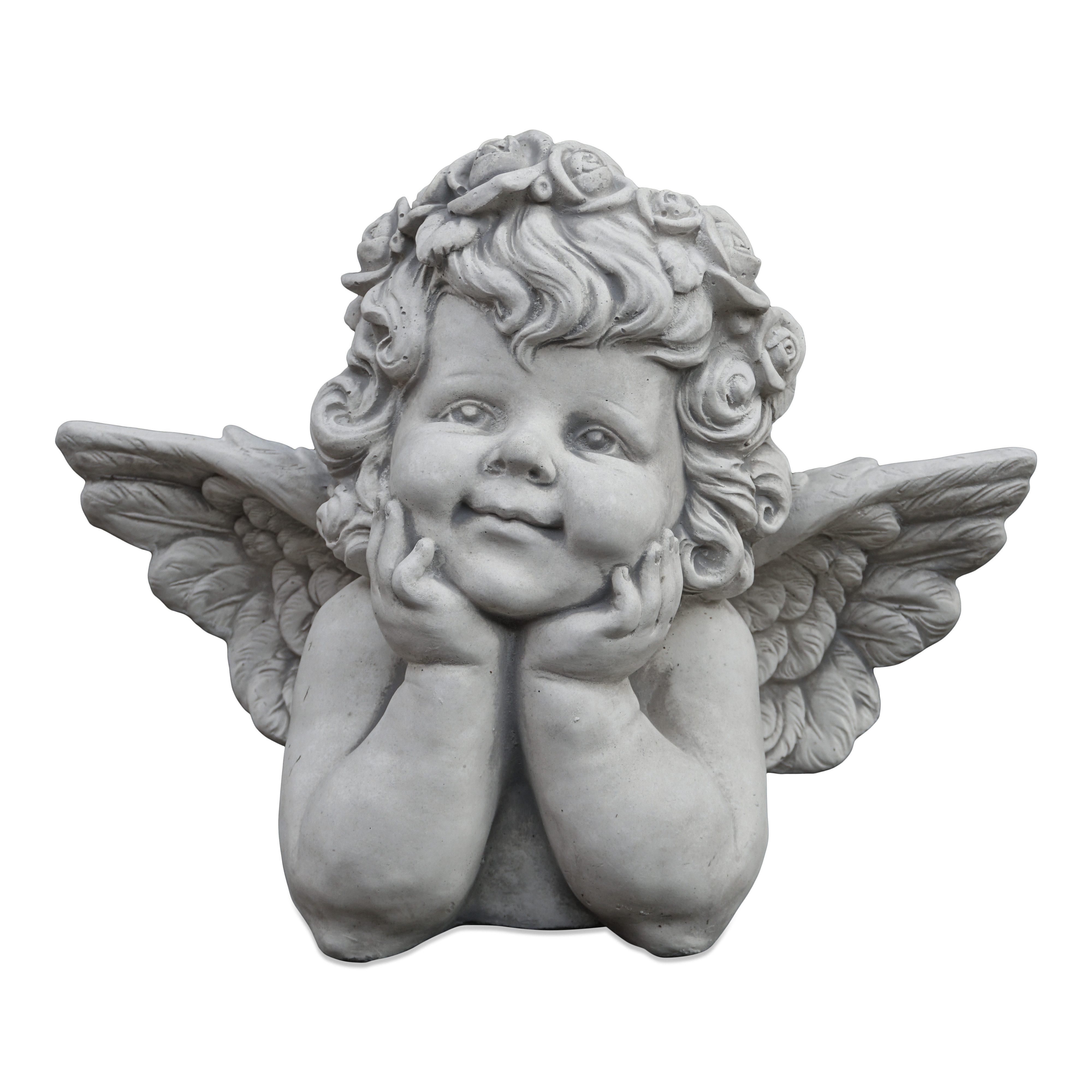 gartendekoparadies.de Gartenfigur Engel-Büste mit Flügeln für Grab, Steinfigur H. 30 cm, 15 kg, Frostsicher