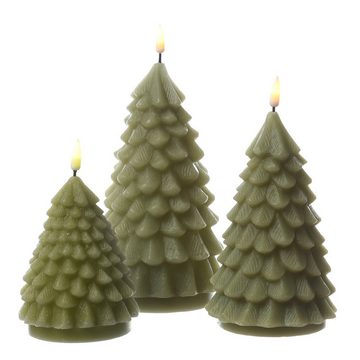 Deluxe Homeart LED-Kerze Tannenbaum Weihnachtsbaum Deluxe Echtwachs flackernd H: 18cm hellgrün (1-tlg)